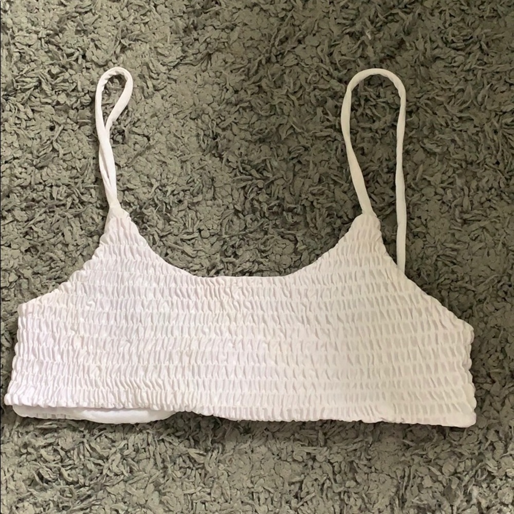 ZAFUL WHITE RIBBED BIKINI TOP